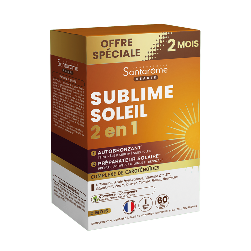 Sublime Soleil 2 en 1 – Autobronzant et Préparateur solaire – 60 gélules 2 mois