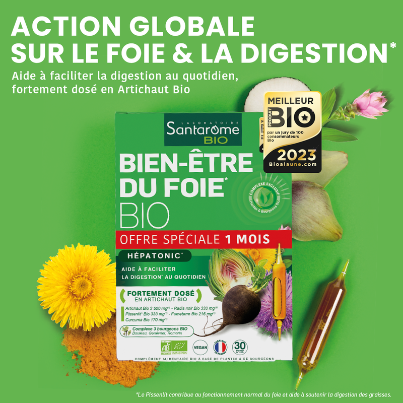 Complément Alimentaire Détox Foie Bio Santaroma Phyto | 30 Gélules | Fabriqué En France