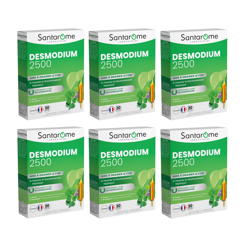 Santarome Desmodium 2500 - Boîte De 20 Ampoules Détoxifiantes Pour Le Foie - Pér. 11/2027
