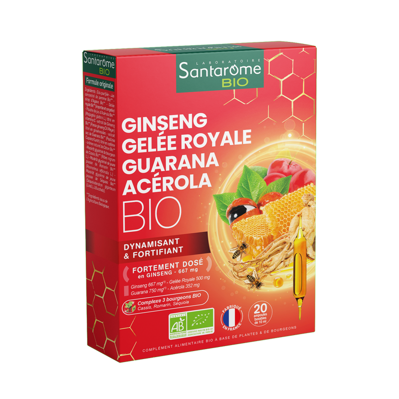 Ginseng Gelée Royale Guarana Acérola Bio - 20 ampoules