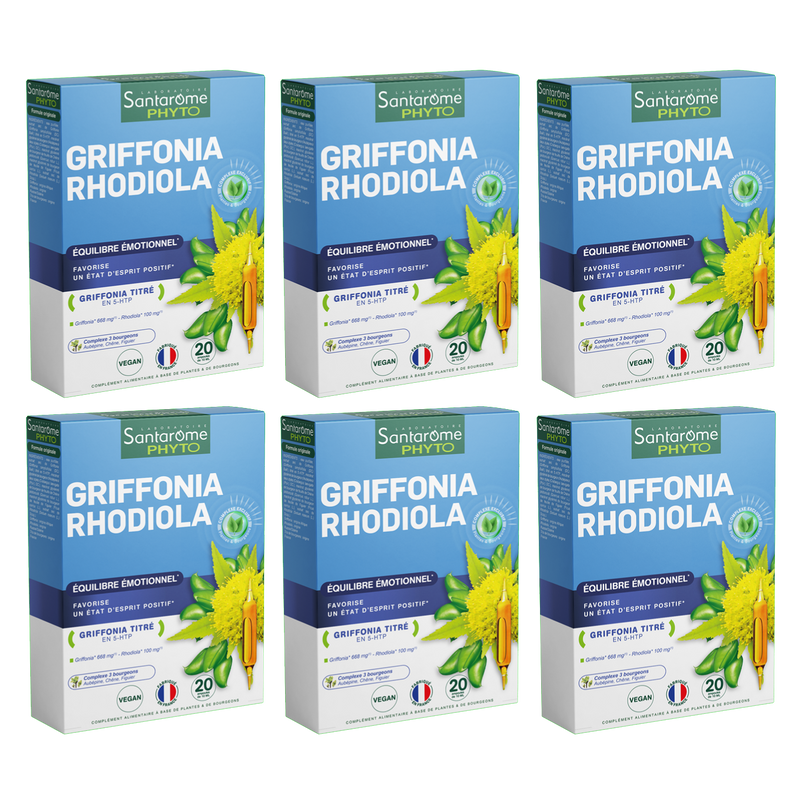 Acheter Griffonia Rhodiola - 20 ampoules I 100% Bio | Santarome Bio