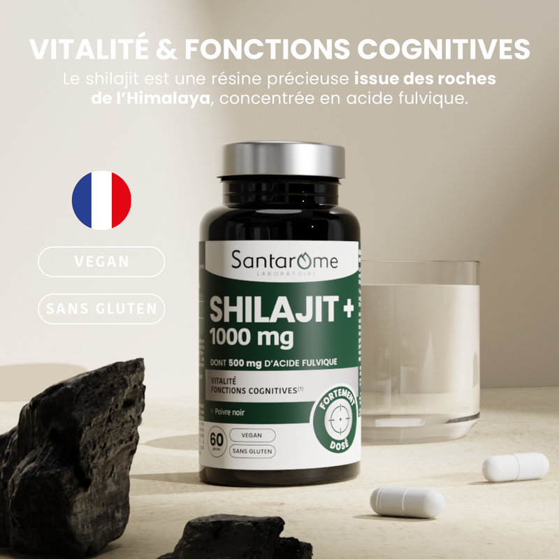 Extrait De Shilajit 1000 Mg - 60 Capsules, Pur, Stress, énergie, Santé Masculine, Expiration Juillet 2027