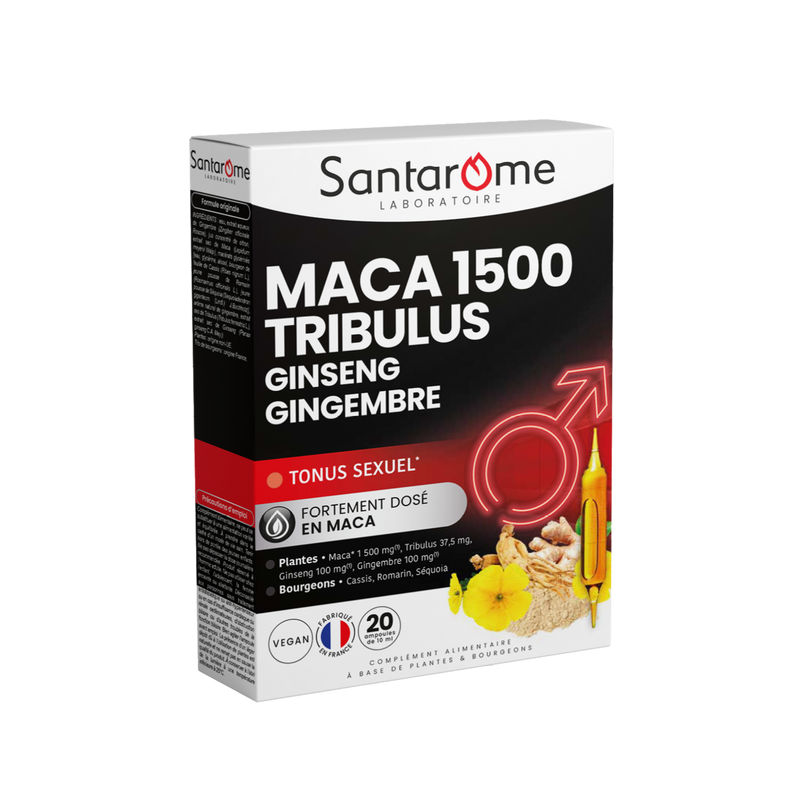Maca 1500 Tribulus Ginseng Gingembre - 20 ampoules