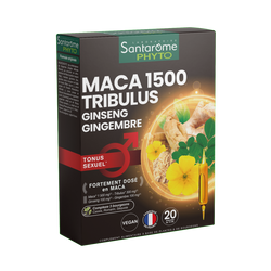 Maca 1500 Tribulus Ginseng Gingembre - 20 ampoules