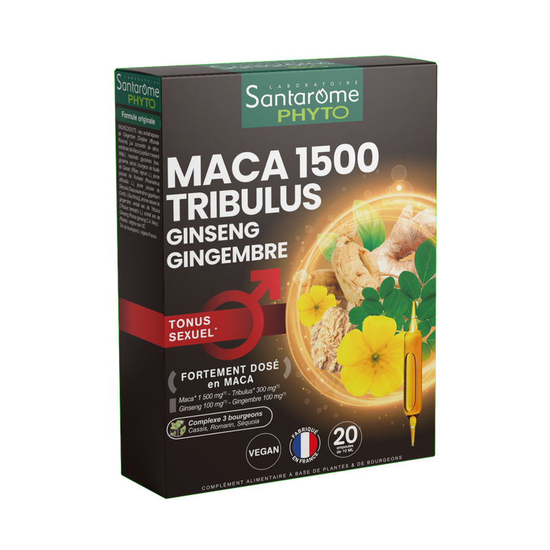Maca 1500 Tribulus Ginseng Gingembre - 20 ampoules