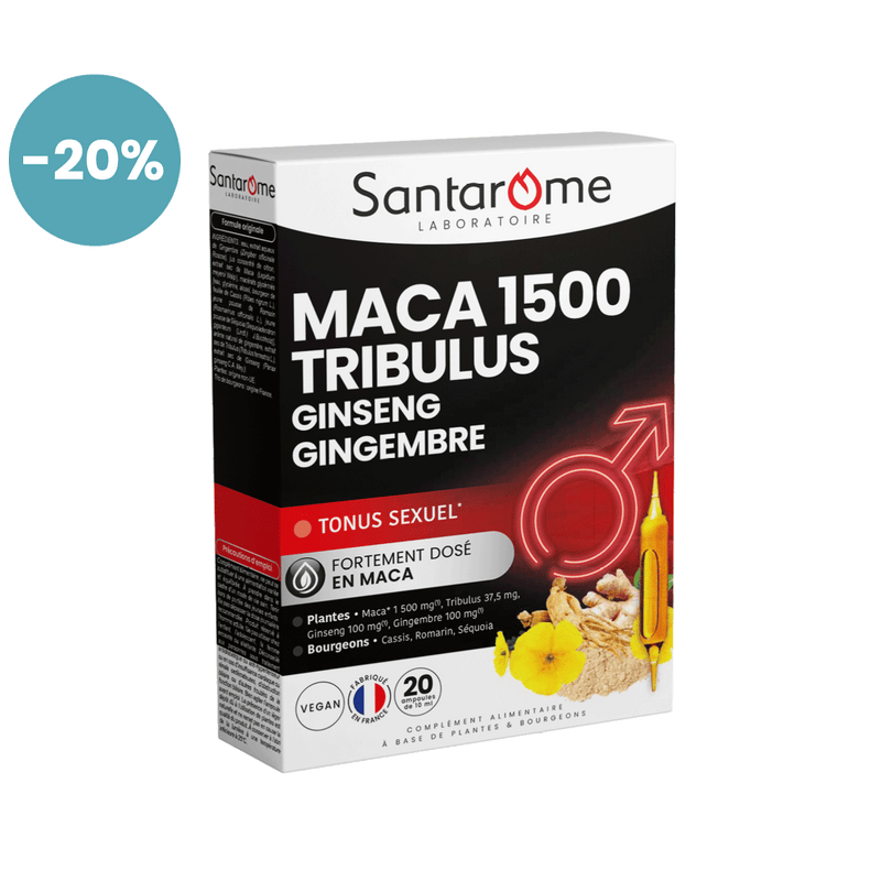 Maca 1500 Tribulus Ginseng Gingembre - 20 ampoules