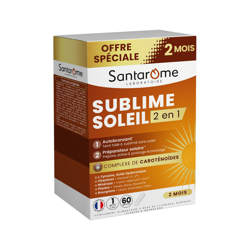 Sublime Soleil 2 en 1 – Autobronzant et Préparateur solaire – 60 gélules 2 mois