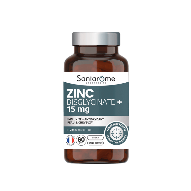 Zinc Bisglycinate + 15 mg + Vitamines B5/B6 - 60 Gélules