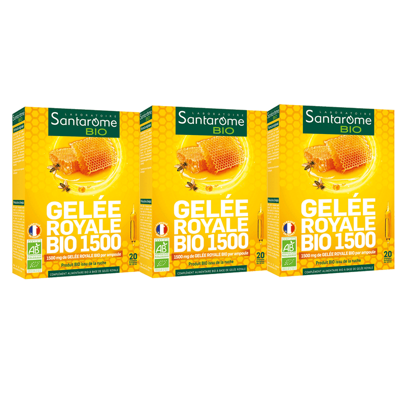 Lot de 3 Gelée Royale Bio 1500 - 20 ampoules